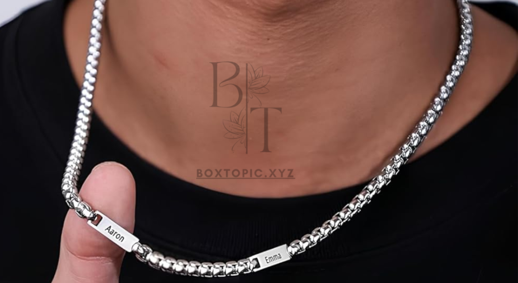 boys silver name necklace