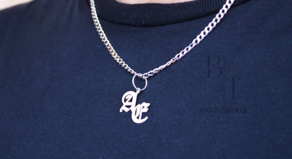 boys silver name necklace